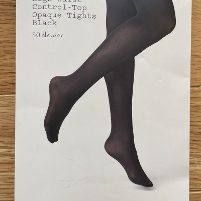 A New Day High Waist Control Top Opaque Tights Black 1x/2x